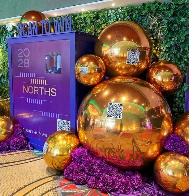 Norths Leagues Club gold sphere activation with scan-to-win competition