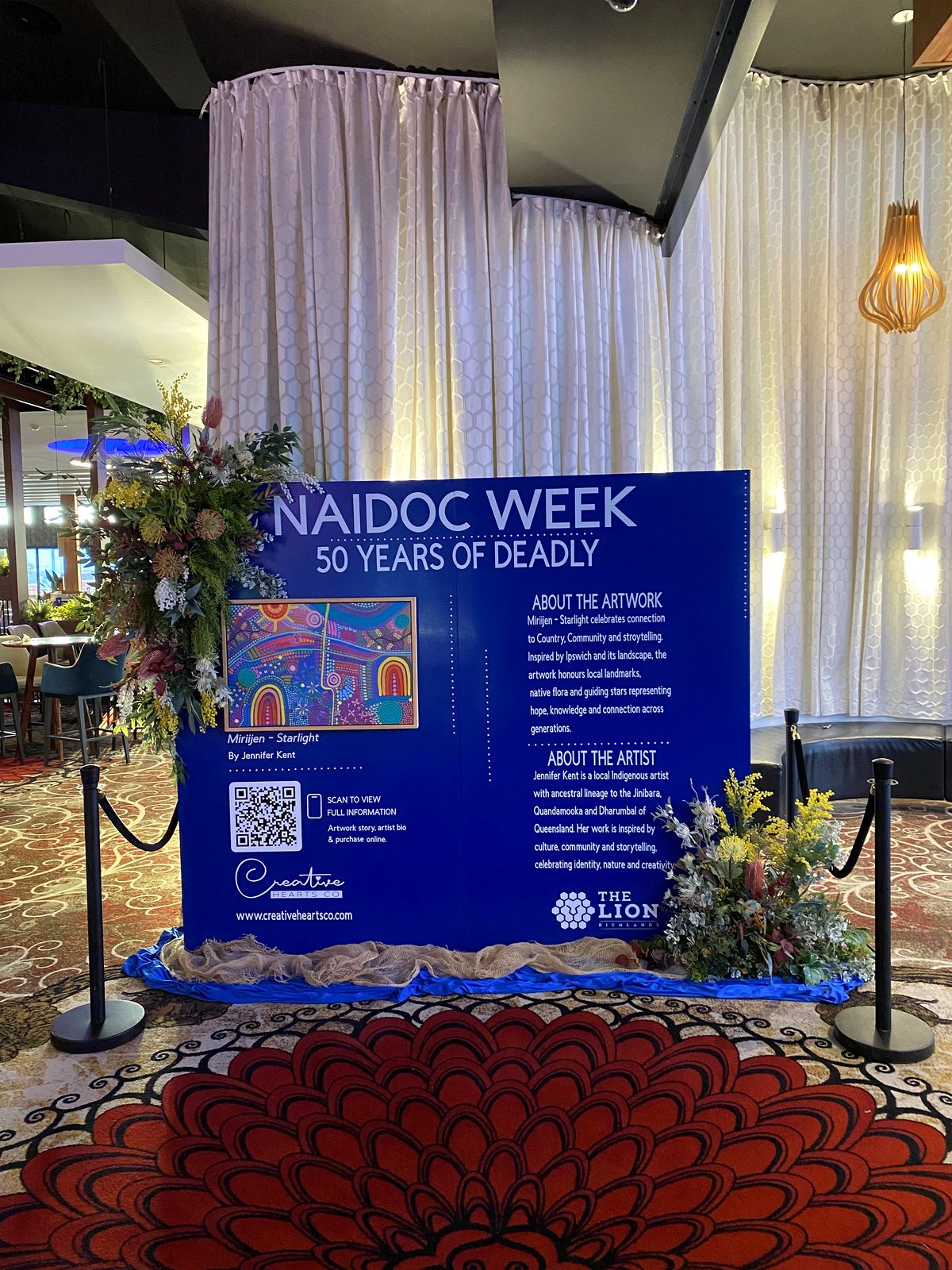 NAIDOC Week 50 Years of Deadly display with Indigenous artwork