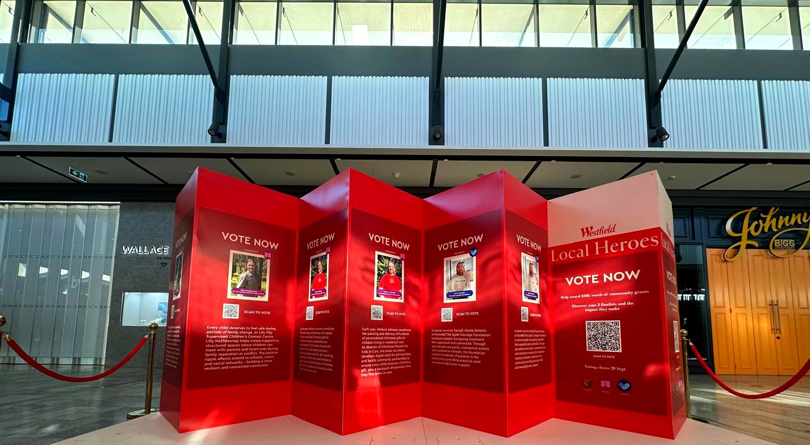 Westfield Local Heroes community grants voting display