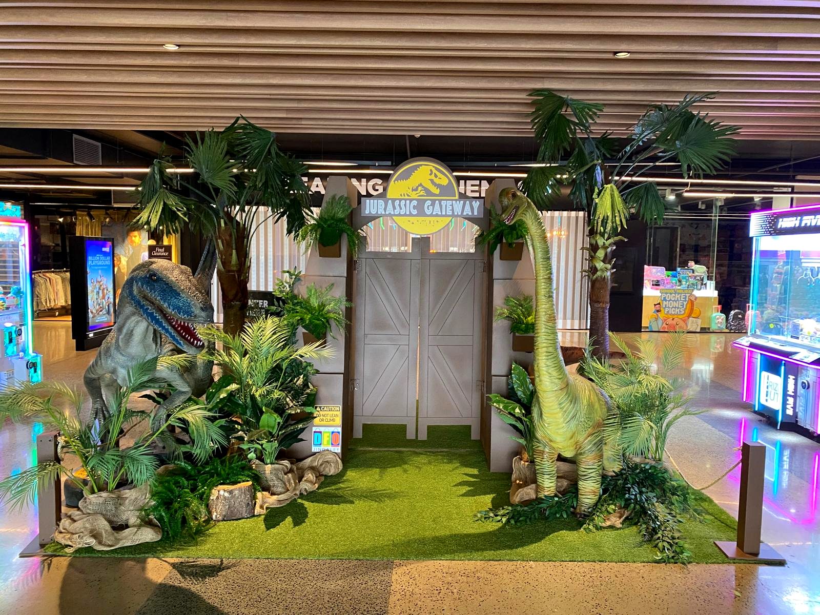 Jurassic Gateway dinosaur entrance activation in a shopping centre