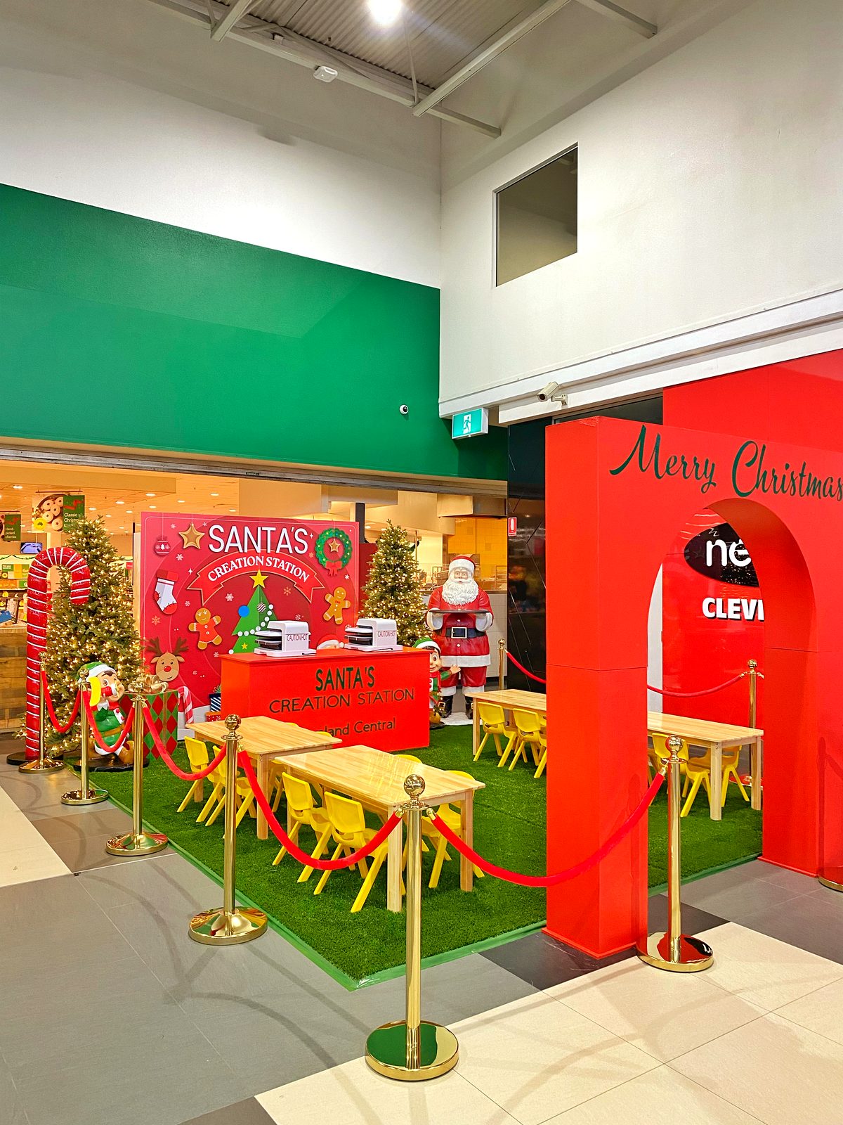 Santa's Creation Station Christmas activation with kids craft tables