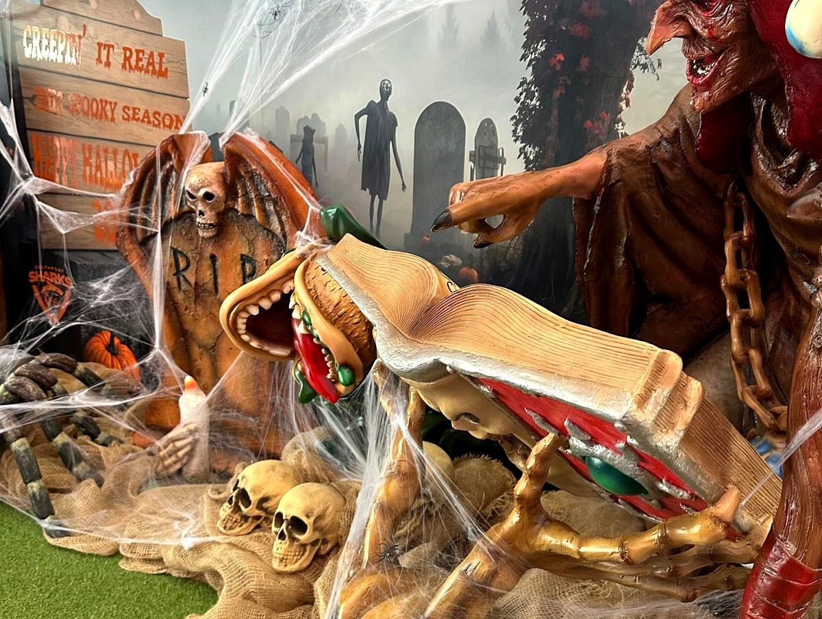 Creepin' It Real Halloween monster and graveyard display